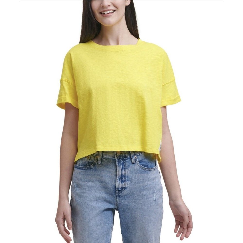 Calvin Klein Jeans Womens Cropped Boxy-fit  Short Sleeve T Shirt XL